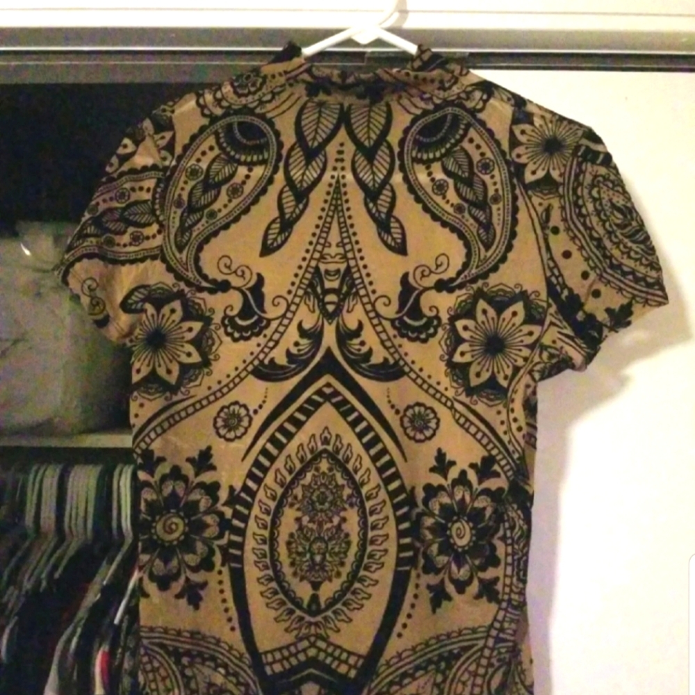 SHEIN Nude/Black Blouse SZ M